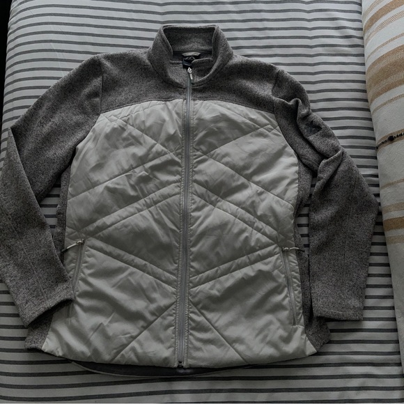 Women's ZeroXposur Tamia Hybrid Sweater Fleece Jacket White Grey XXL - Picture 2 of 7